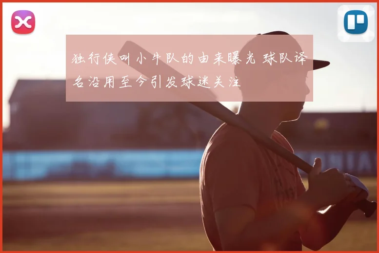 独行侠叫小牛队的由来曝光 球队译名沿用至今引发球迷关注